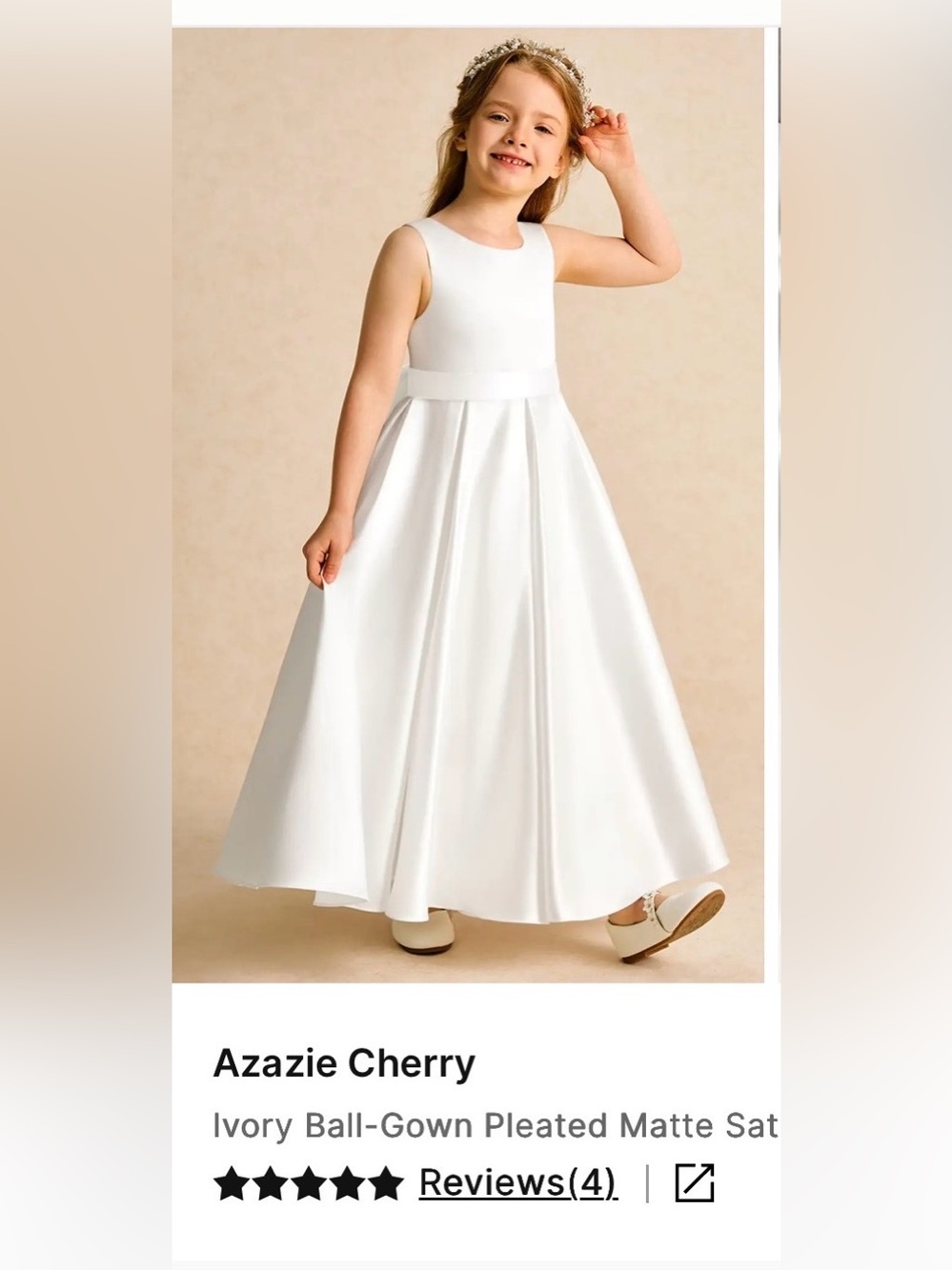 Azazie Ivory Matte Satin Ball-Gown Flower Girl Dress